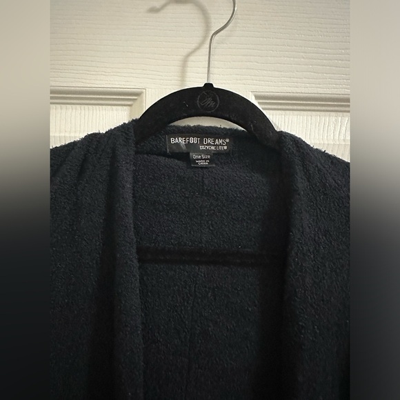 Barefoot Dreams Cozy Chic Lite Cliffside Wrap Cardigan O/S Black Graphite - Picture 2 of 9